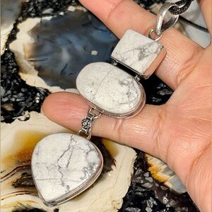 Large Howlite Magnesite Pendant 3 1/2”